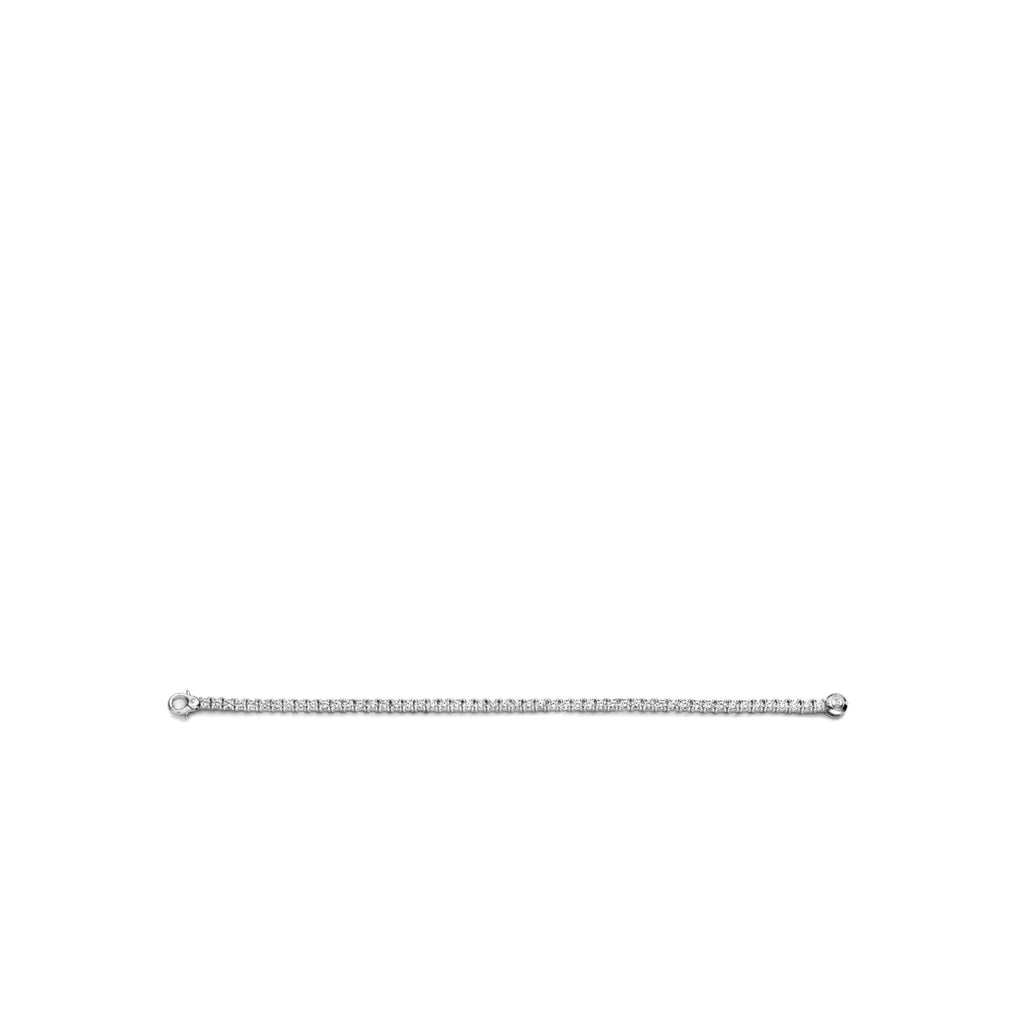 Pulsera de plata bañada en rodio con zirconia blanca
