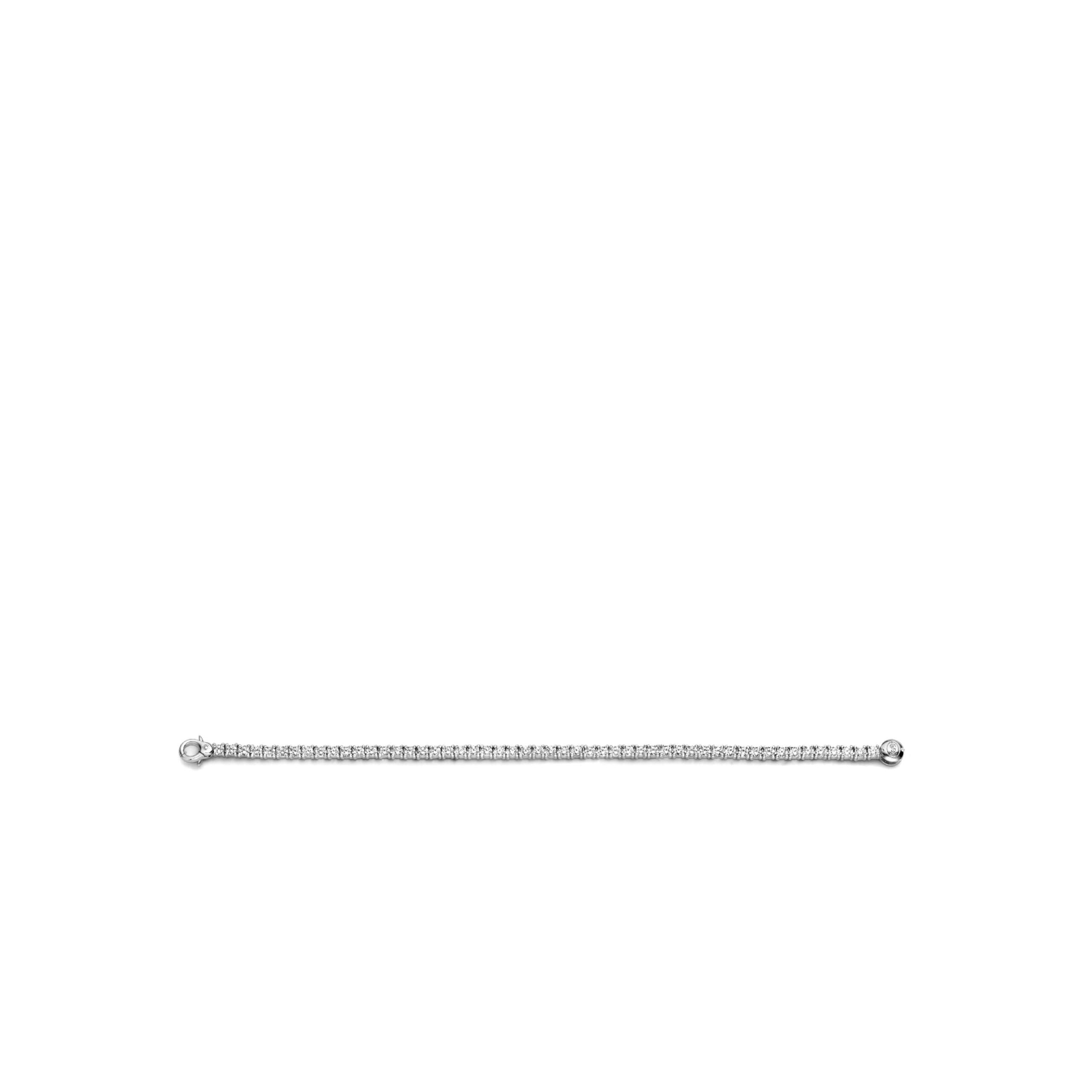 Pulsera de plata bañada en rodio con zirconia blanca