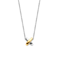 Collar cruz bicolor de plata con baño de platino y oro amarillo
