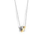 Collar cruz bicolor de plata con baño de platino y oro amarillo