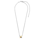 Collar cruz bicolor de plata con baño de platino y oro amarillo