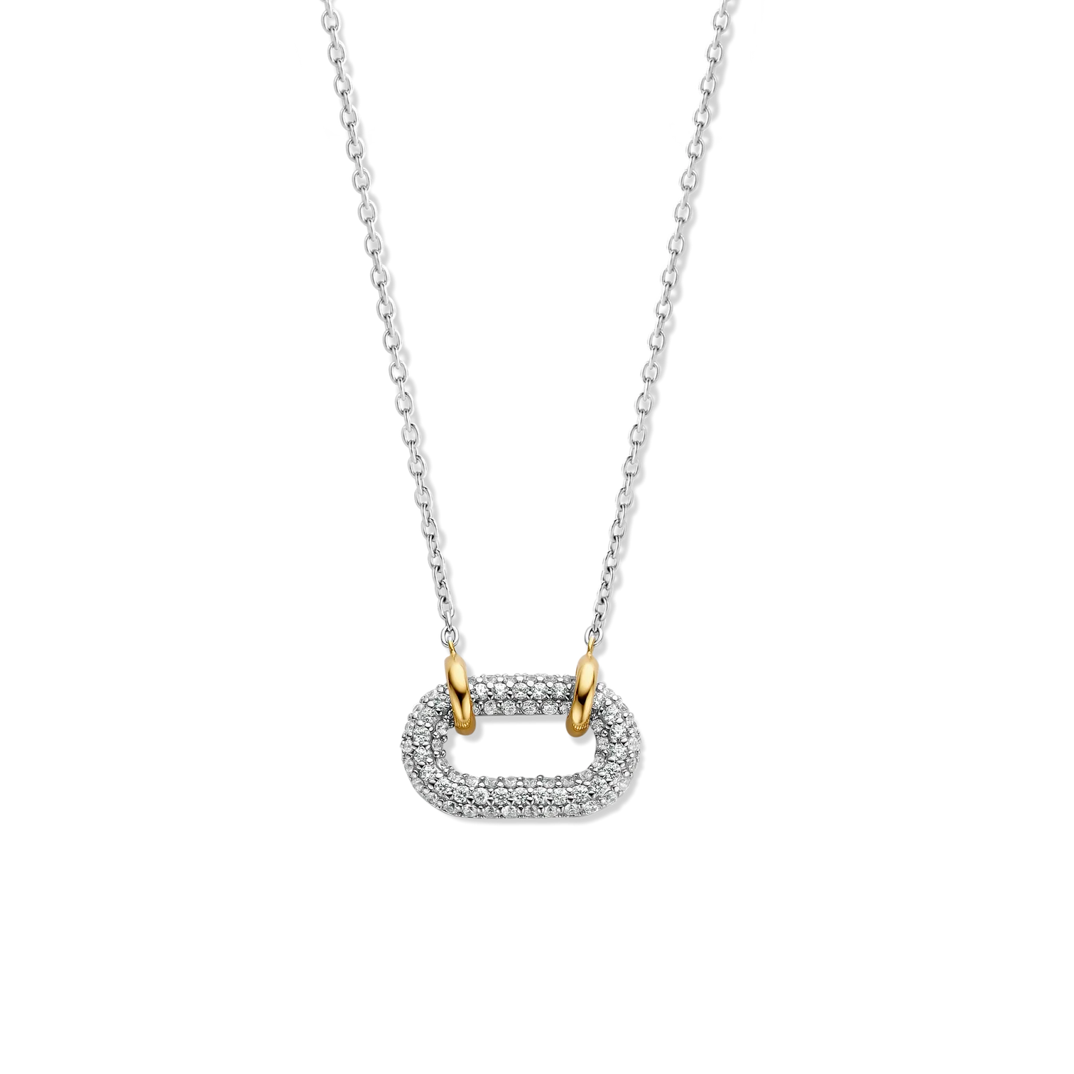 Collar de plata bañada en oro amarillo con zirconia blanca