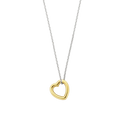 Collar de corazón de plata bañada en oro amarillo bicolor