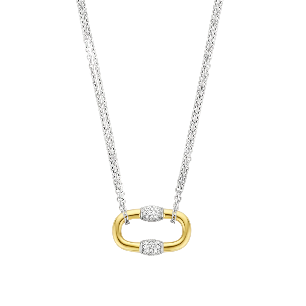 Collar de plata bañada en oro amarillo con zirconia blanca