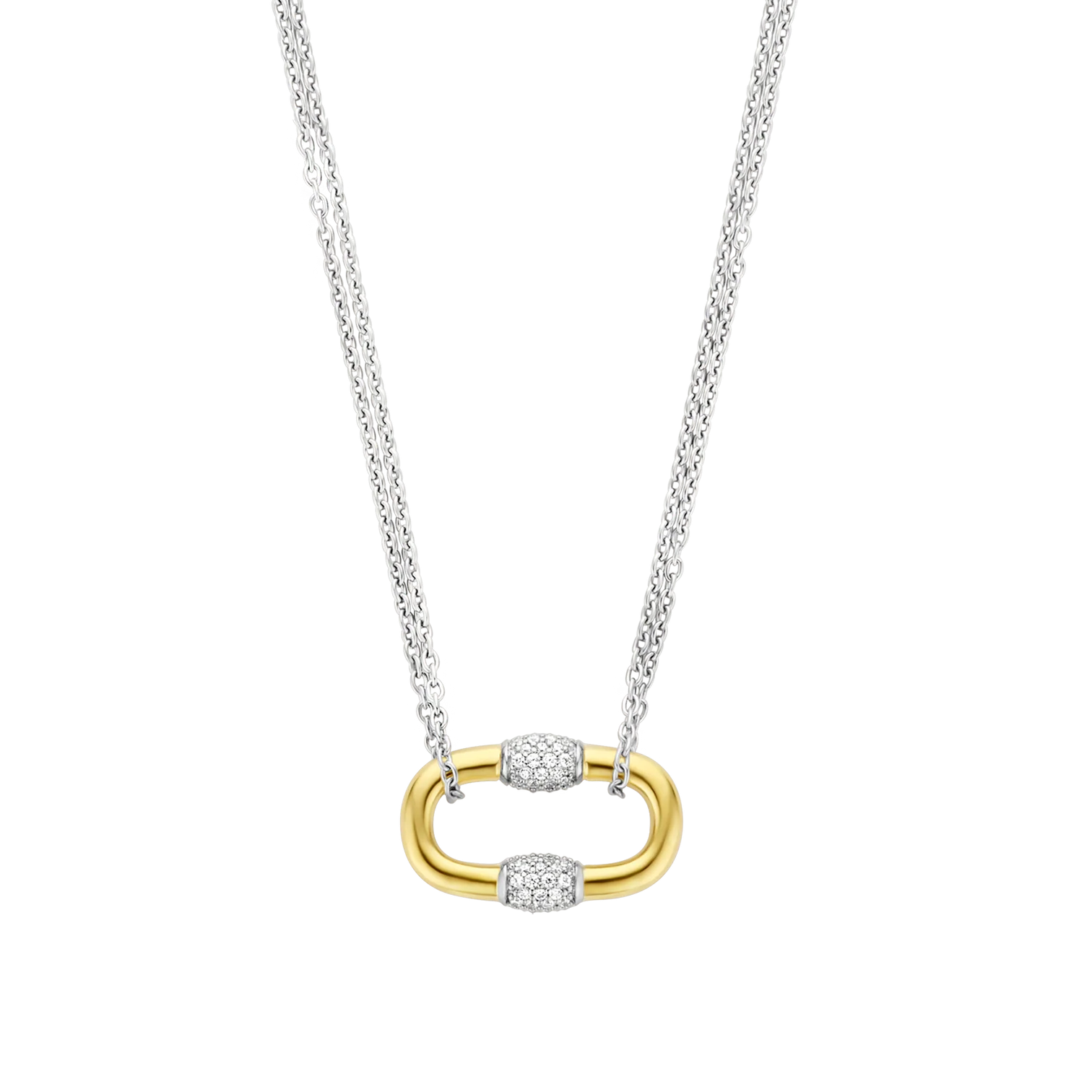 Collar de plata bañada en oro amarillo con zirconia blanca