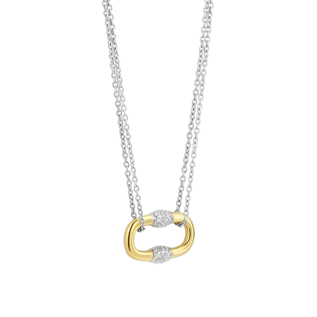 Collar de plata bañada en oro amarillo con zirconia blanca