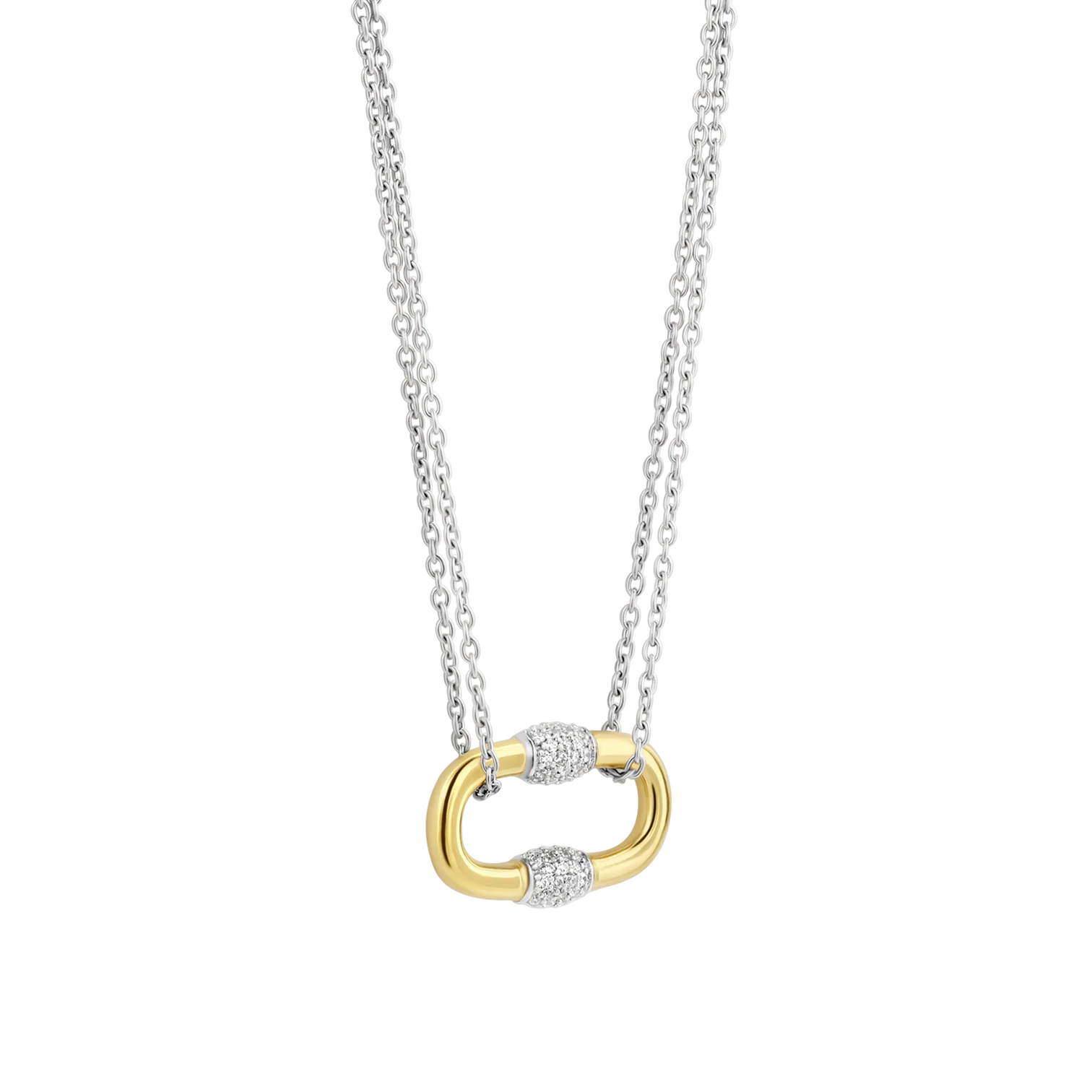 Collar de plata bañada en oro amarillo con zirconia blanca