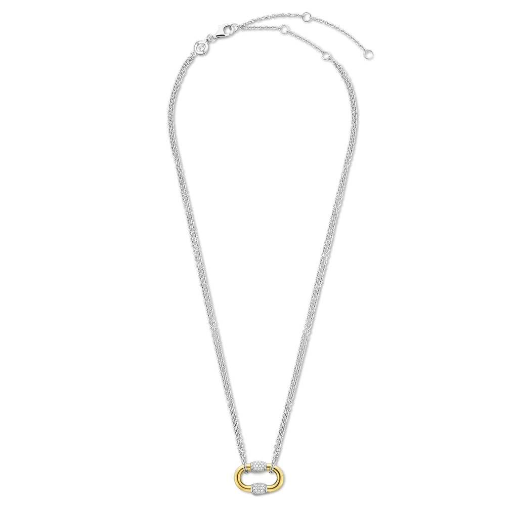 Collar de plata bañada en oro amarillo con zirconia blanca