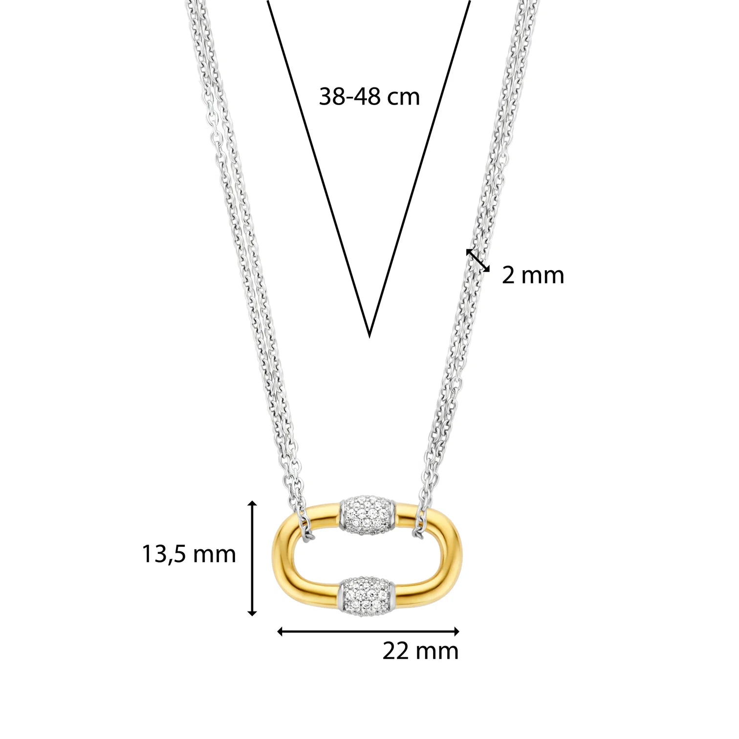 Collar de plata bañada en oro amarillo con zirconia blanca