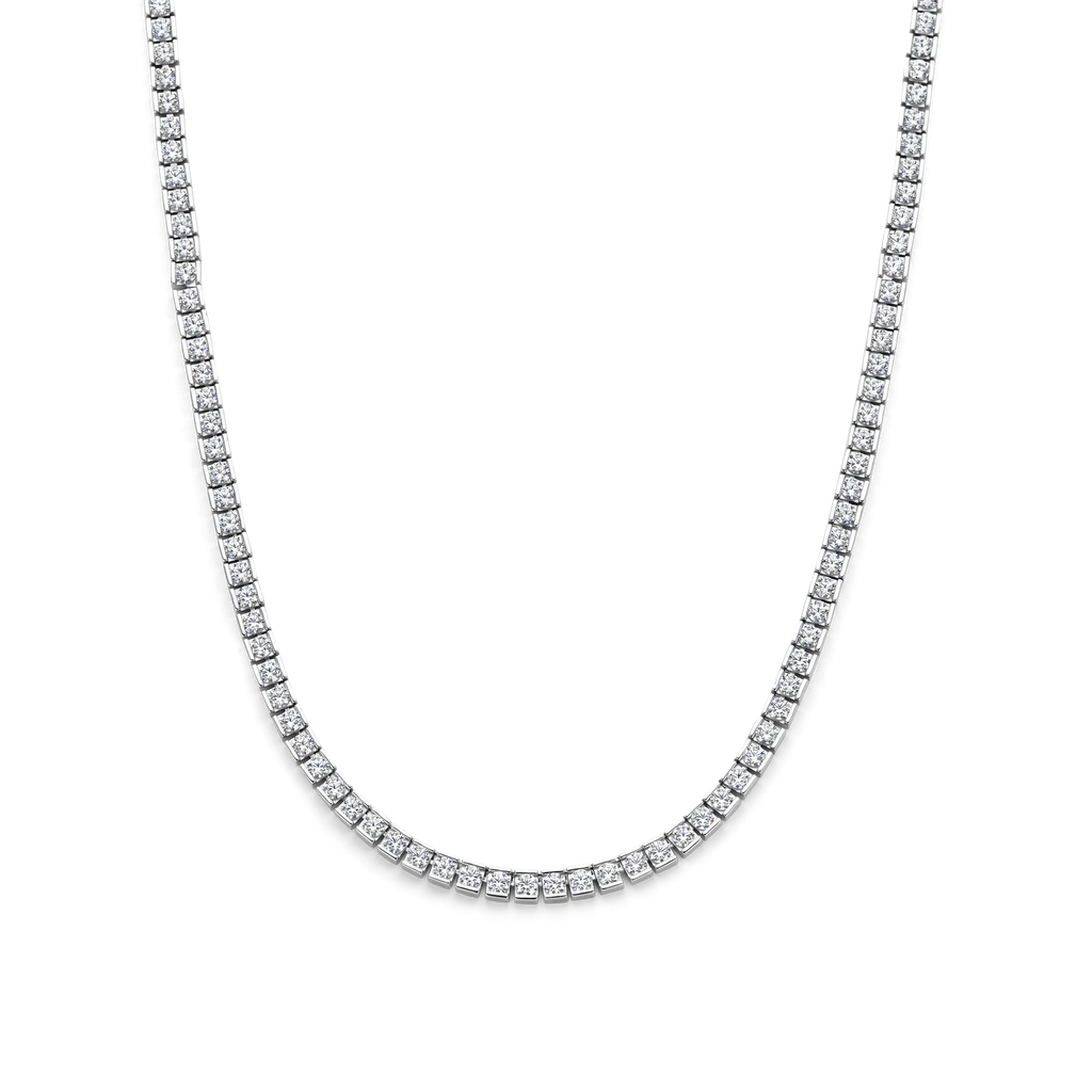Collar de plata bañada en platino con zirconia blanca