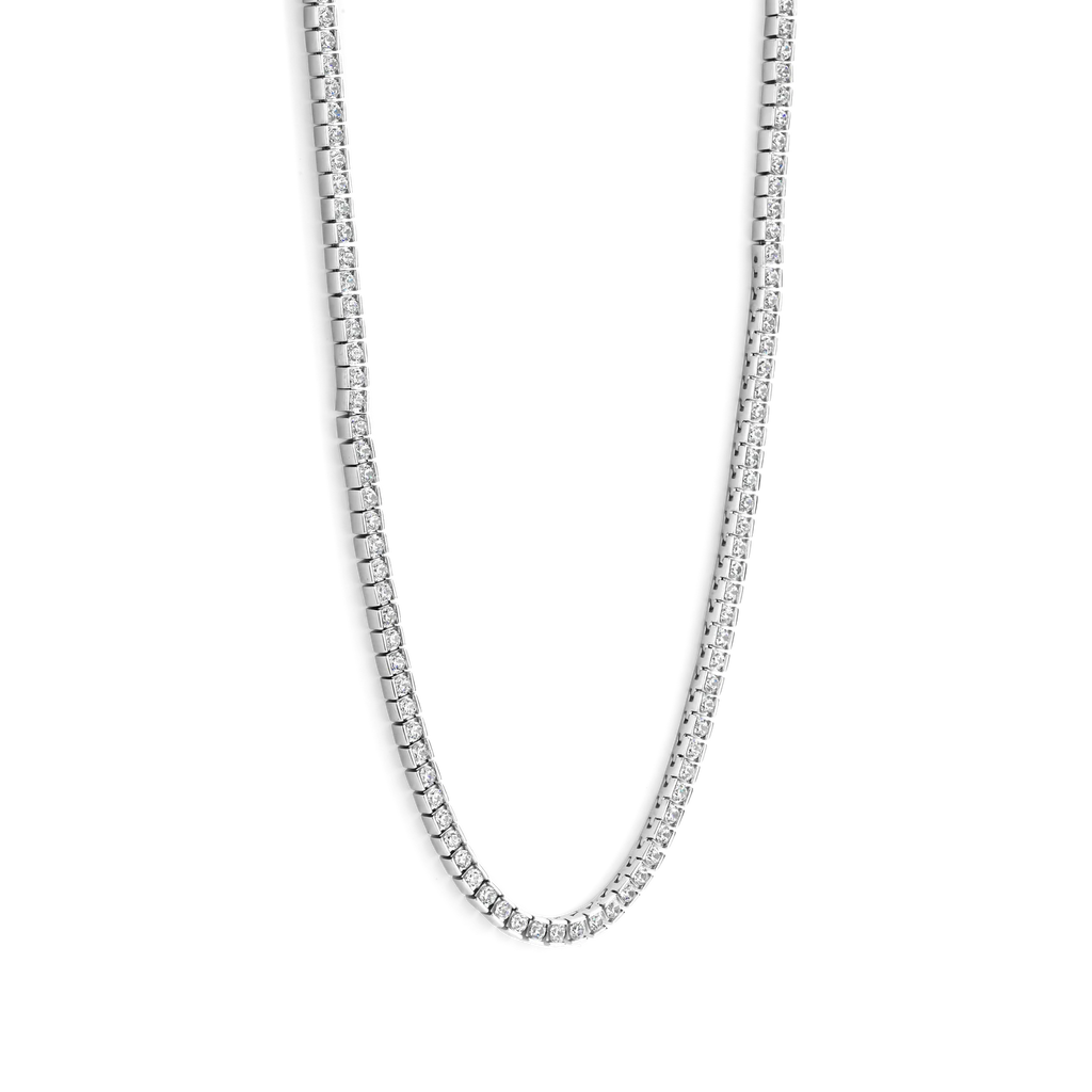 Collar de plata bañada en platino con zirconia blanca