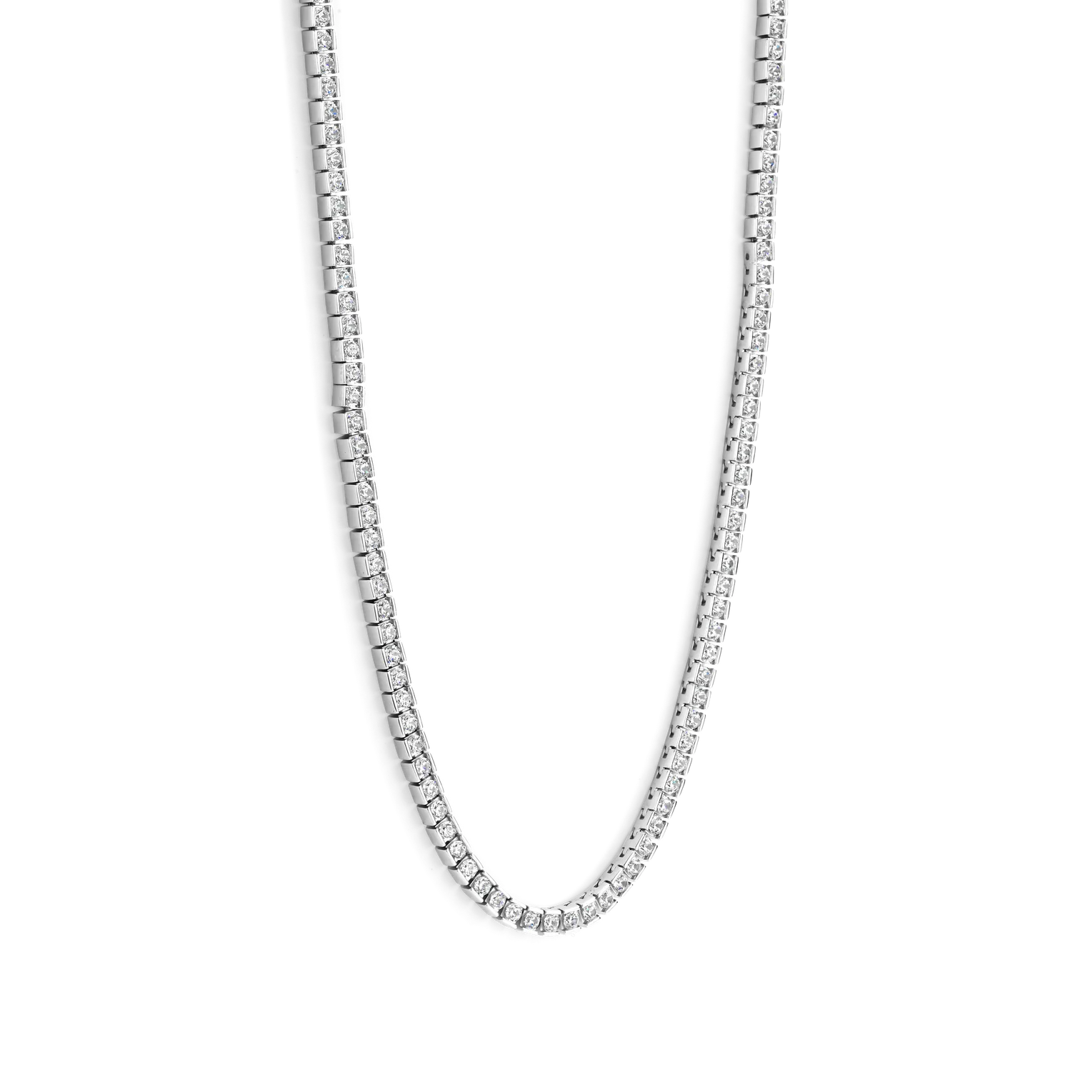 Collar de plata bañada en platino con zirconia blanca