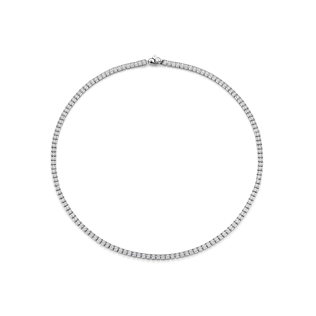 Collar de plata bañada en platino con zirconia blanca