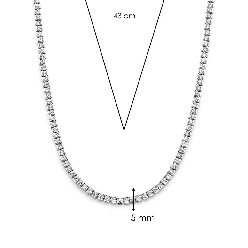 Collar de plata bañada en platino con zirconia blanca