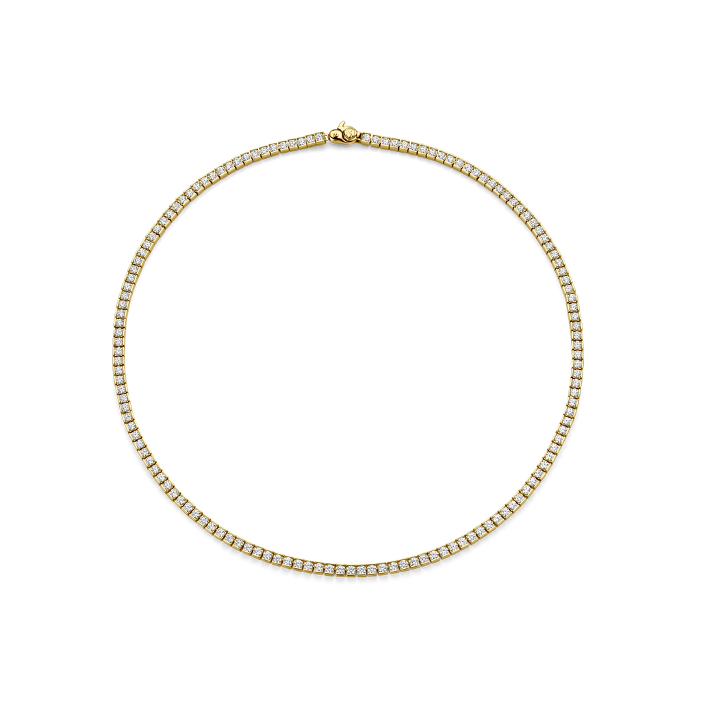 Collar de plata bañada en oro amarillo con zirconia blanca