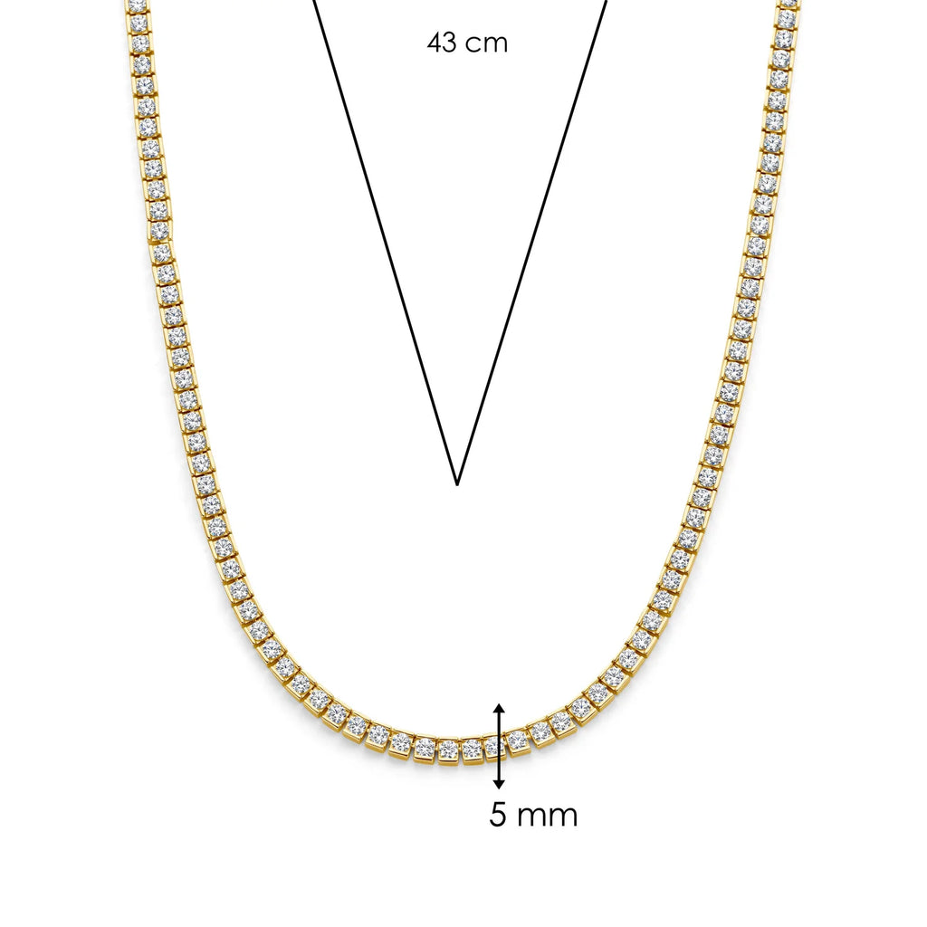 Collar de plata bañada en oro amarillo con zirconia blanca