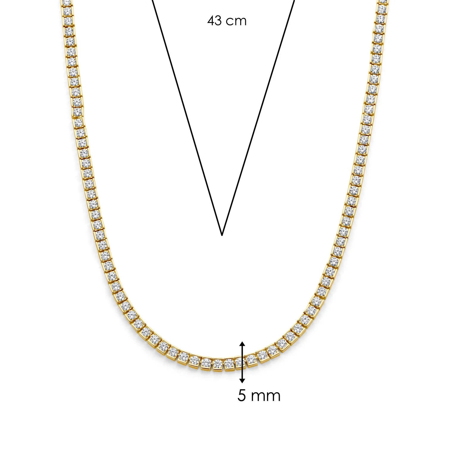 Collar de plata bañada en oro amarillo con zirconia blanca