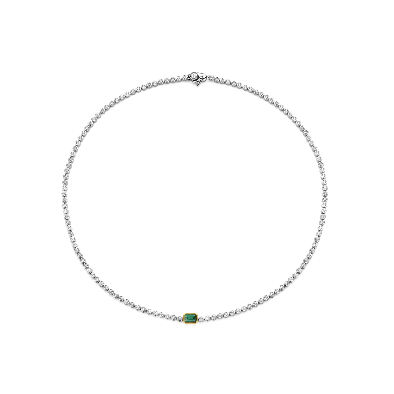Collar de plata bañada en oro con zirconia esmeralda