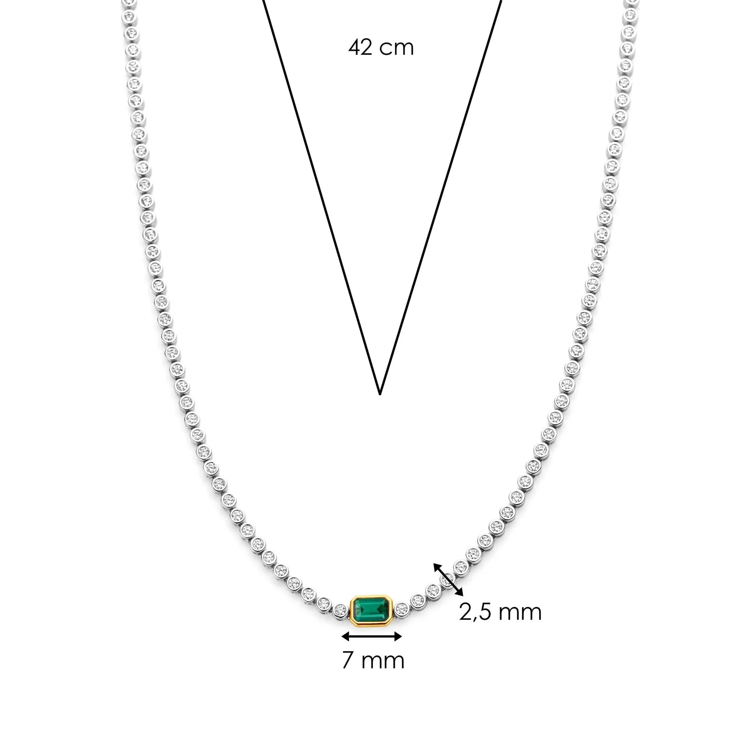 Collar de plata bañada en oro con zirconia esmeralda