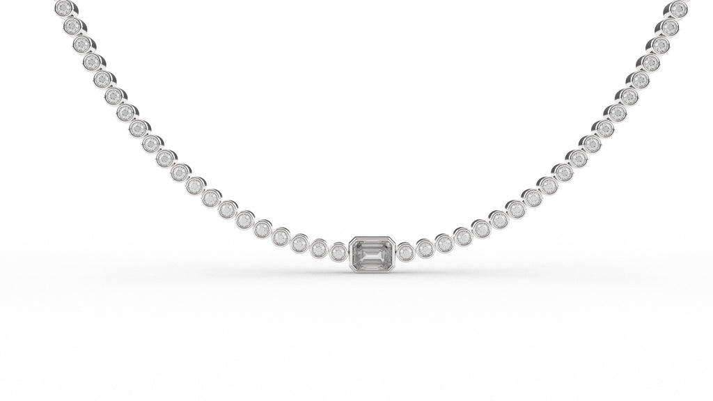 Collar de plata bañada en platino con zirconia blanca