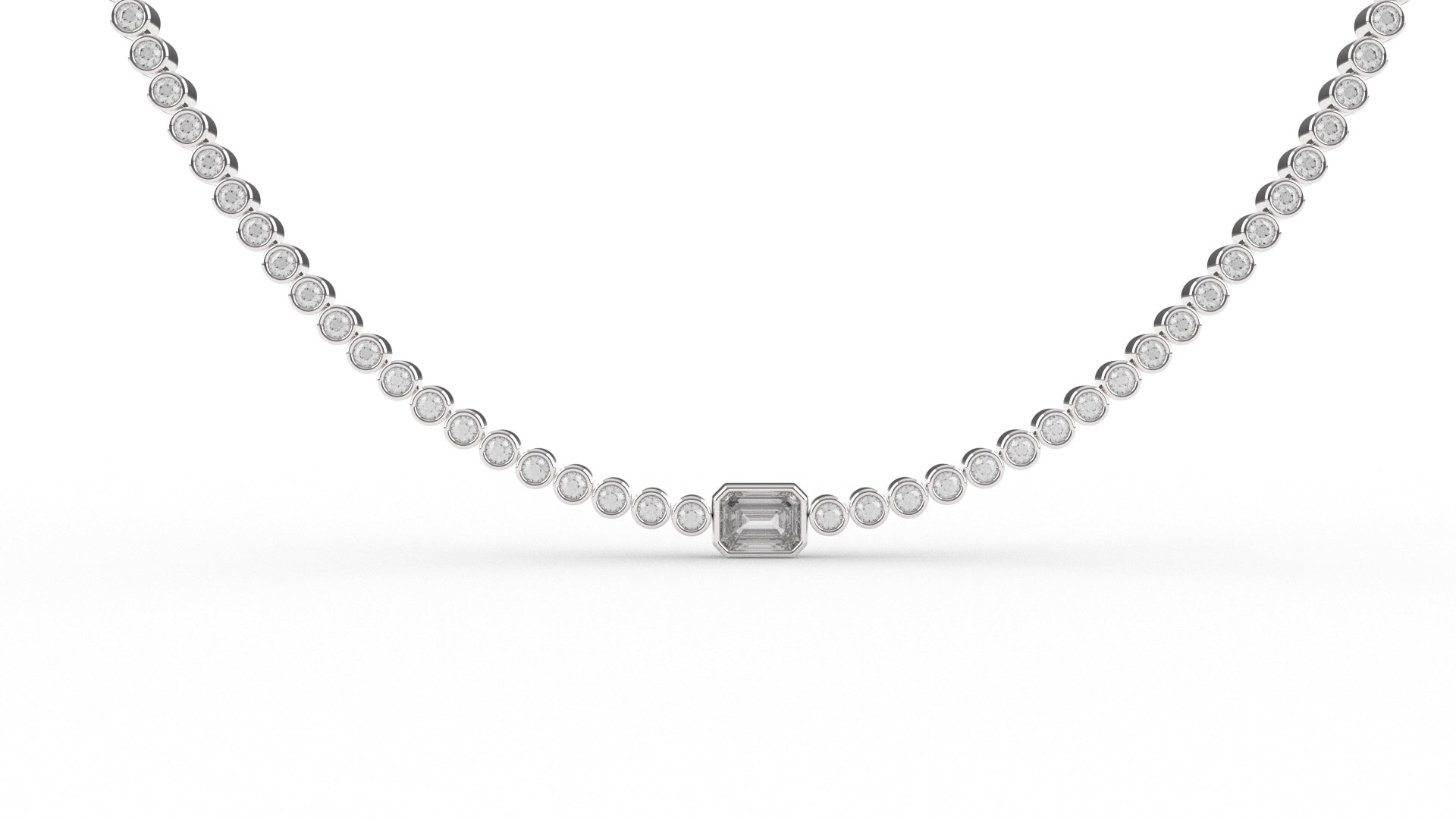 Collar de plata bañada en platino con zirconia blanca