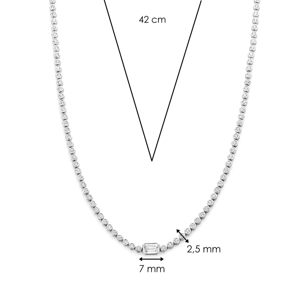 Collar de plata bañada en platino con zirconia blanca