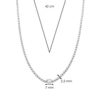 Collar de plata bañada en platino con zirconia blanca