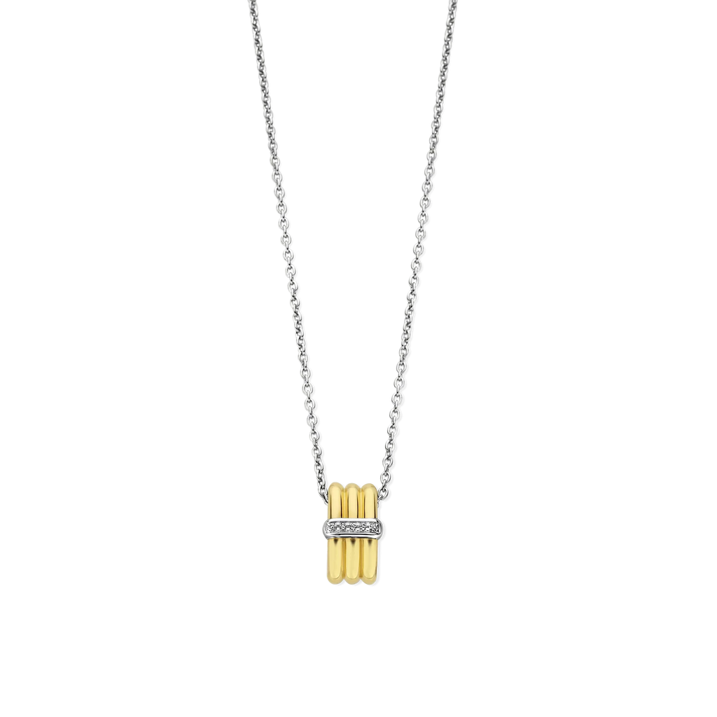 Collar de plata bañada en oro amarillo con zirconia blanca