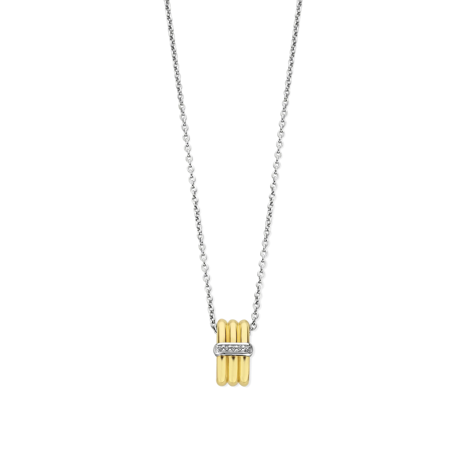 Collar de plata bañada en oro amarillo con zirconia blanca