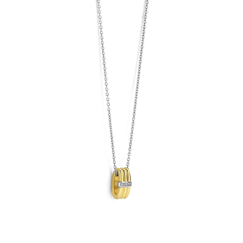 Collar de plata bañada en oro amarillo con zirconia blanca