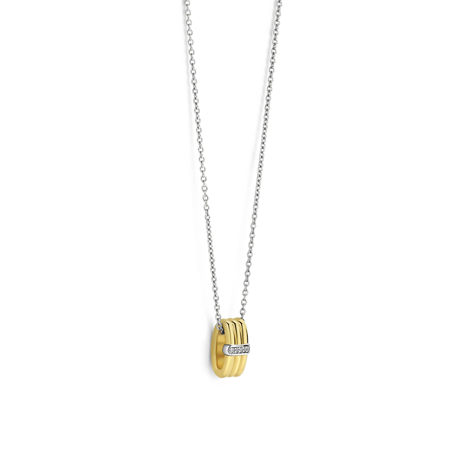Collar de plata bañada en oro amarillo con zirconia blanca