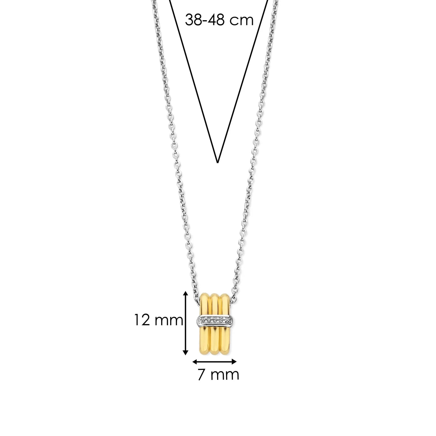 Collar de plata bañada en oro amarillo con zirconia blanca