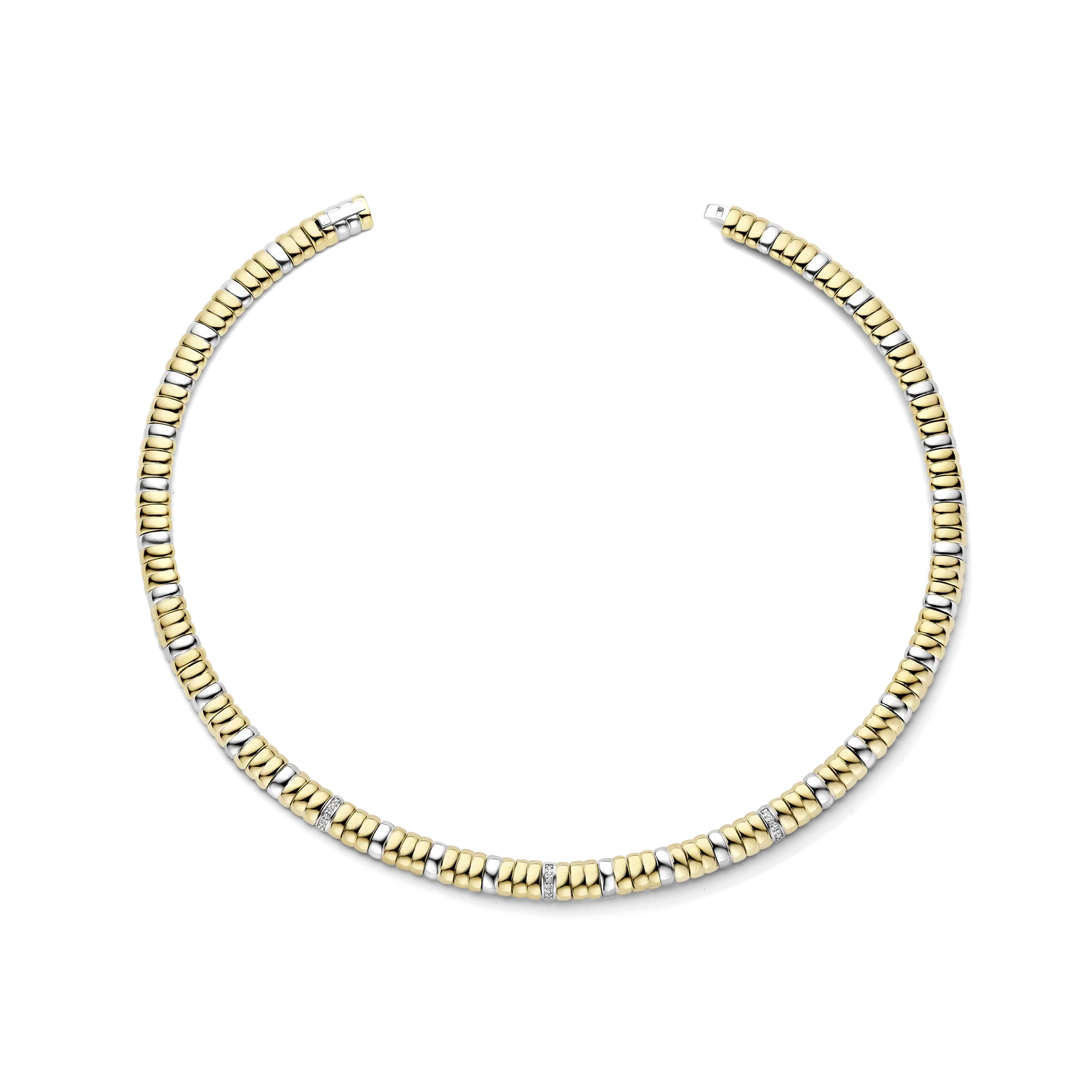 Collar bicolor de plata bañada en oro amarillo con zirconia blanca