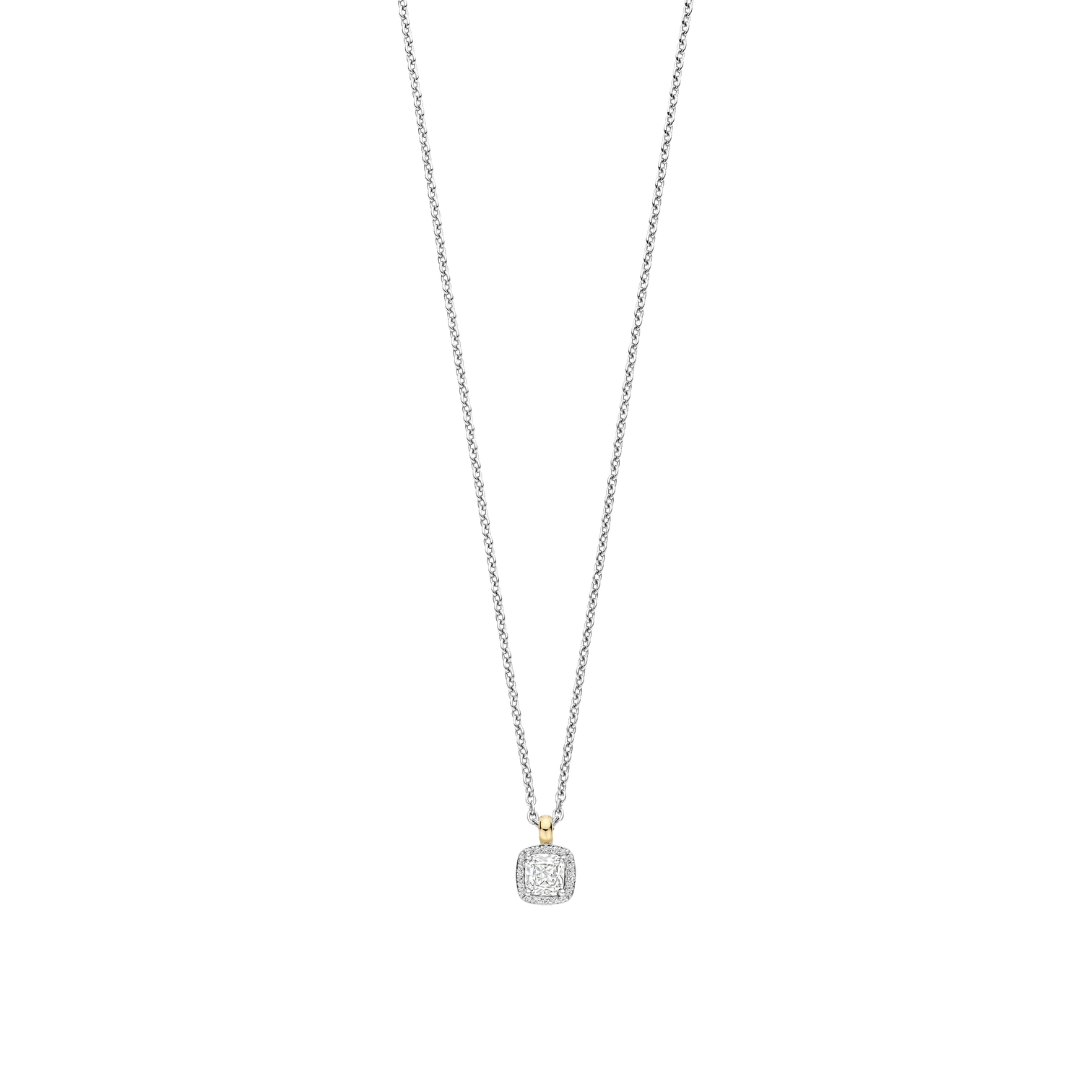 Collar de plata bañada en oro amarillo con zirconia blanca