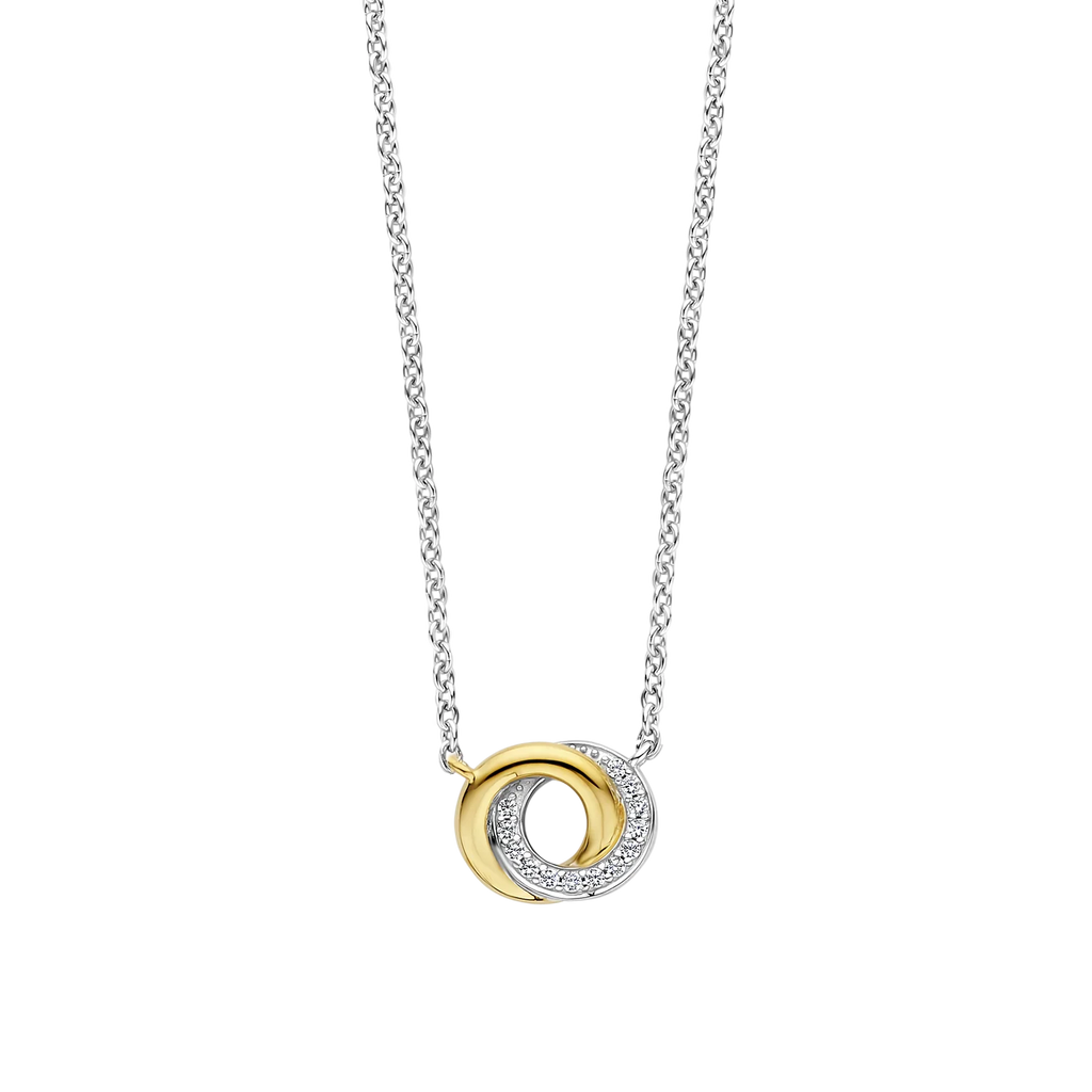 Collar de plata bañada en oro amarillo con zirconia blanca