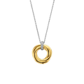 Collar círculo entrelazado de plata bañada en oro amarillo con zirconia blanca