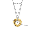 Collar círculo entrelazado de plata bañada en oro amarillo con zirconia blanca