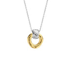 Collar círculo entrelazado de plata bañada en oro amarillo