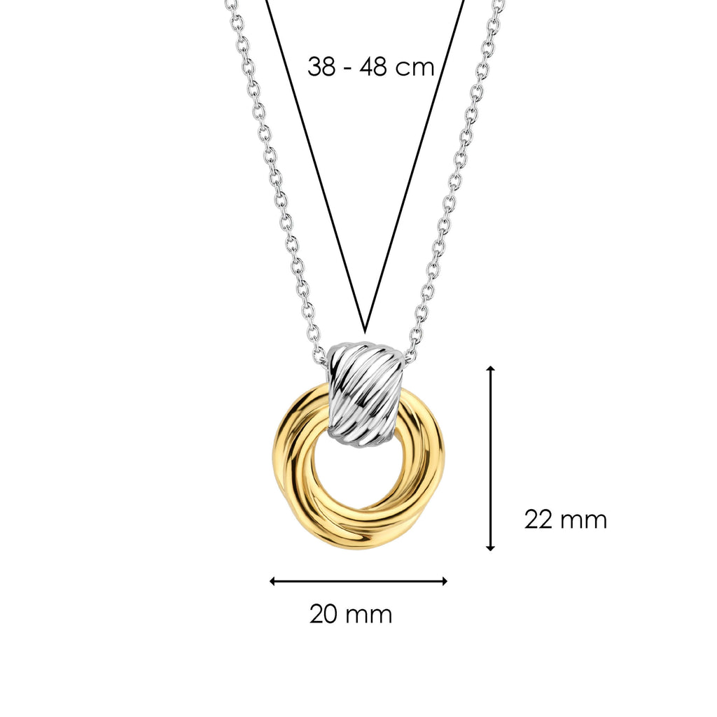 Collar círculo entrelazado de plata bañada en oro amarillo