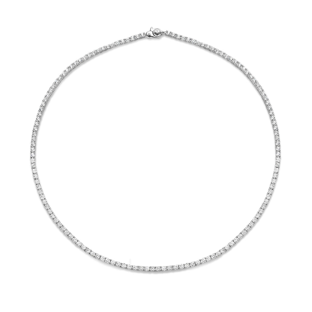 Collar de plata bañada en rodio con zirconia blanca