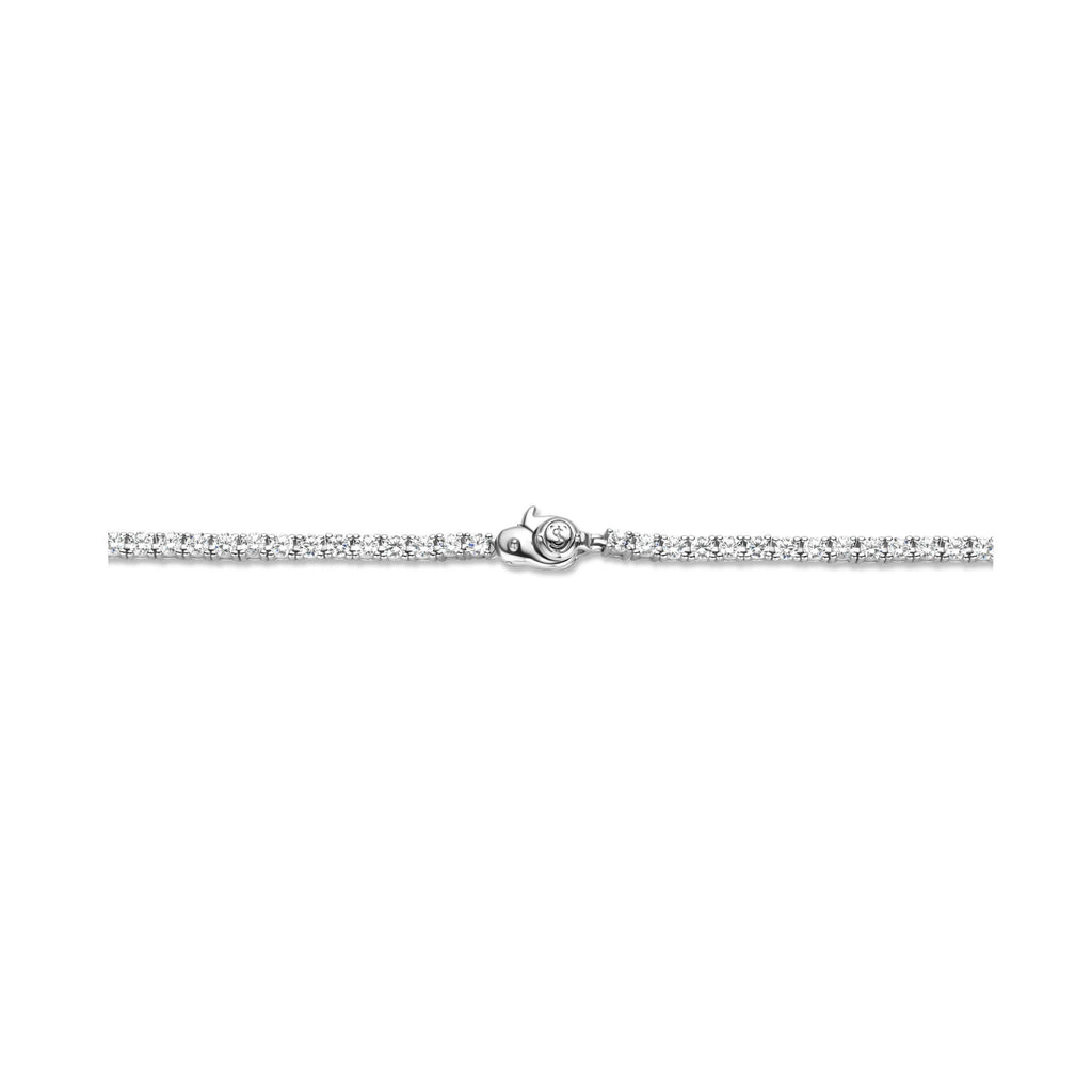 Collar de plata bañada en rodio con zirconia blanca