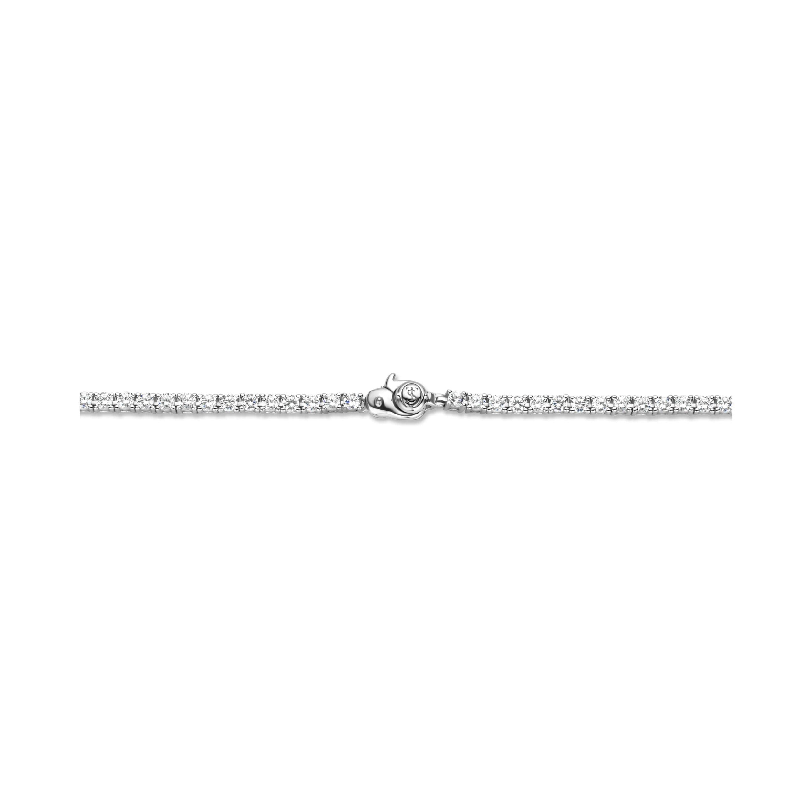 Collar de plata bañada en rodio con zirconia blanca