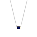 Collar de plata bañada en oro amarillo con piedra azul