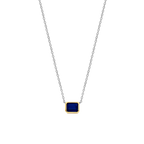 Collar de plata bañada en oro amarillo con piedra azul