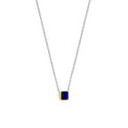 Collar de plata bañada en oro amarillo con piedra azul