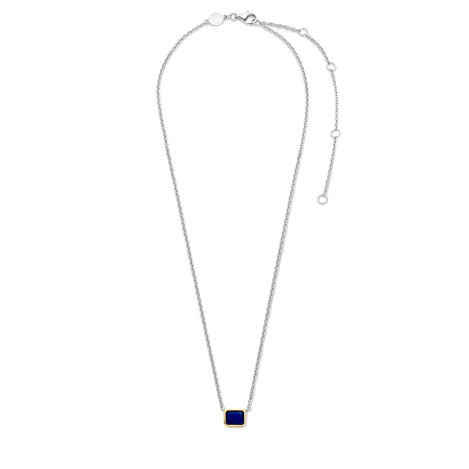 Collar de plata bañada en oro amarillo con piedra azul
