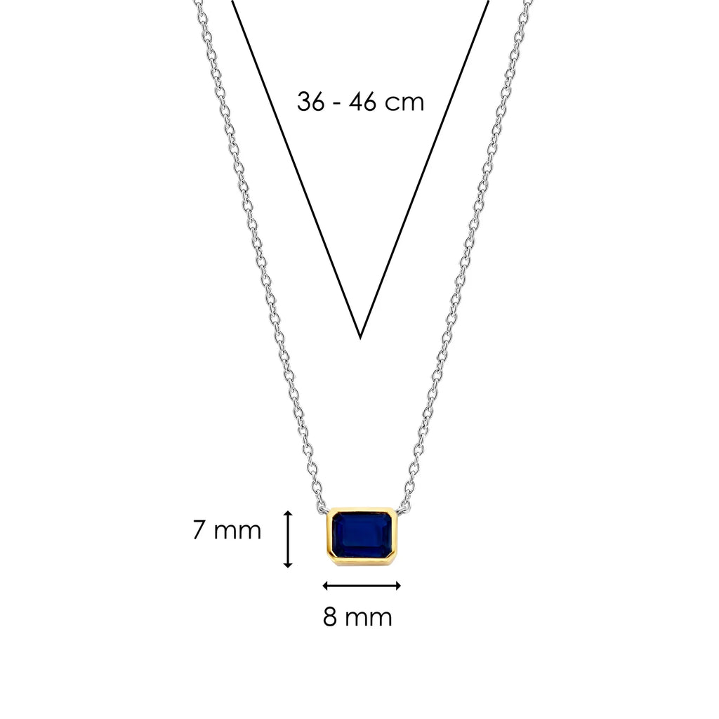 Collar de plata bañada en oro amarillo con piedra azul