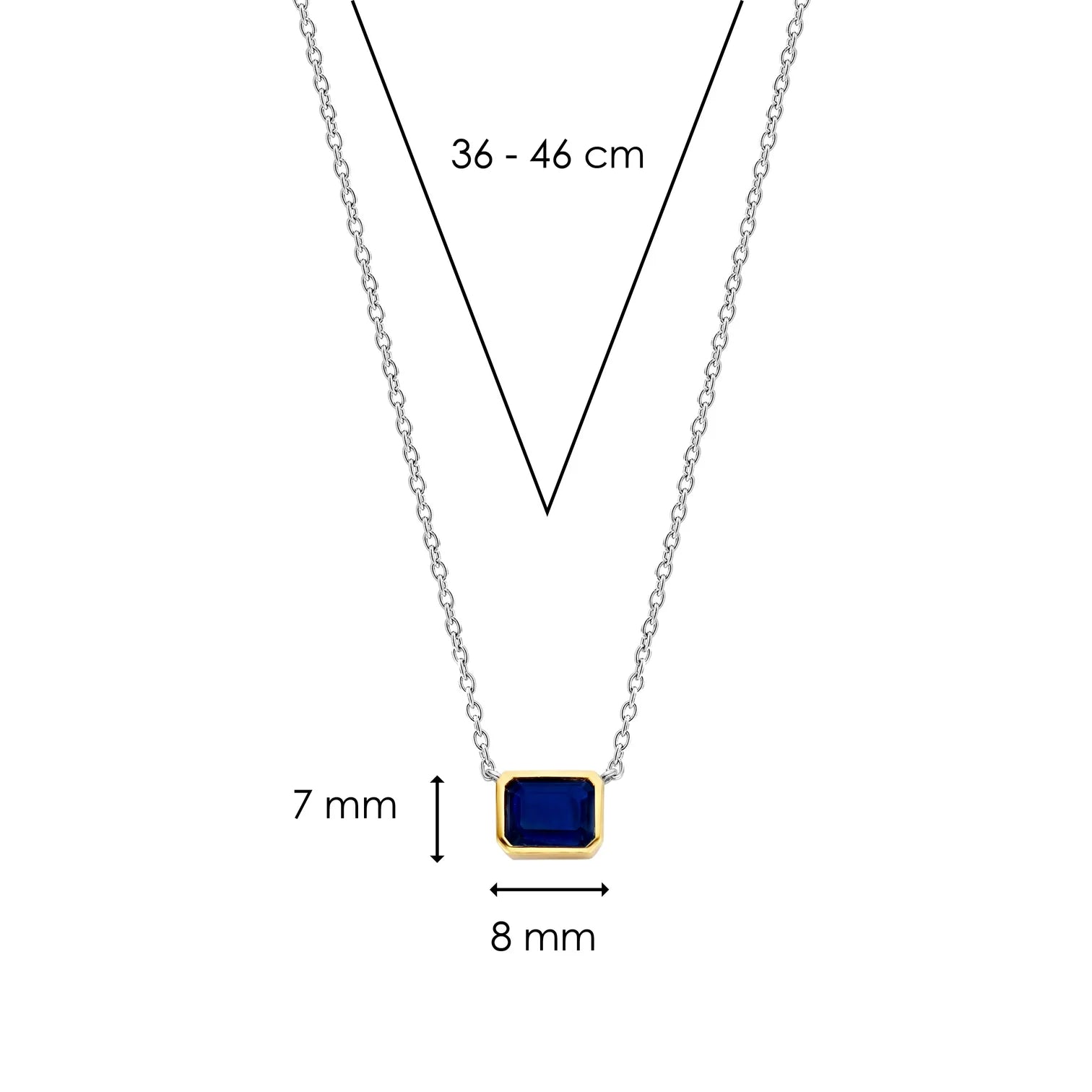 Collar de plata bañada en oro amarillo con piedra azul