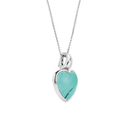 Dije corazón de plata con baño de platino y piedra turquesa