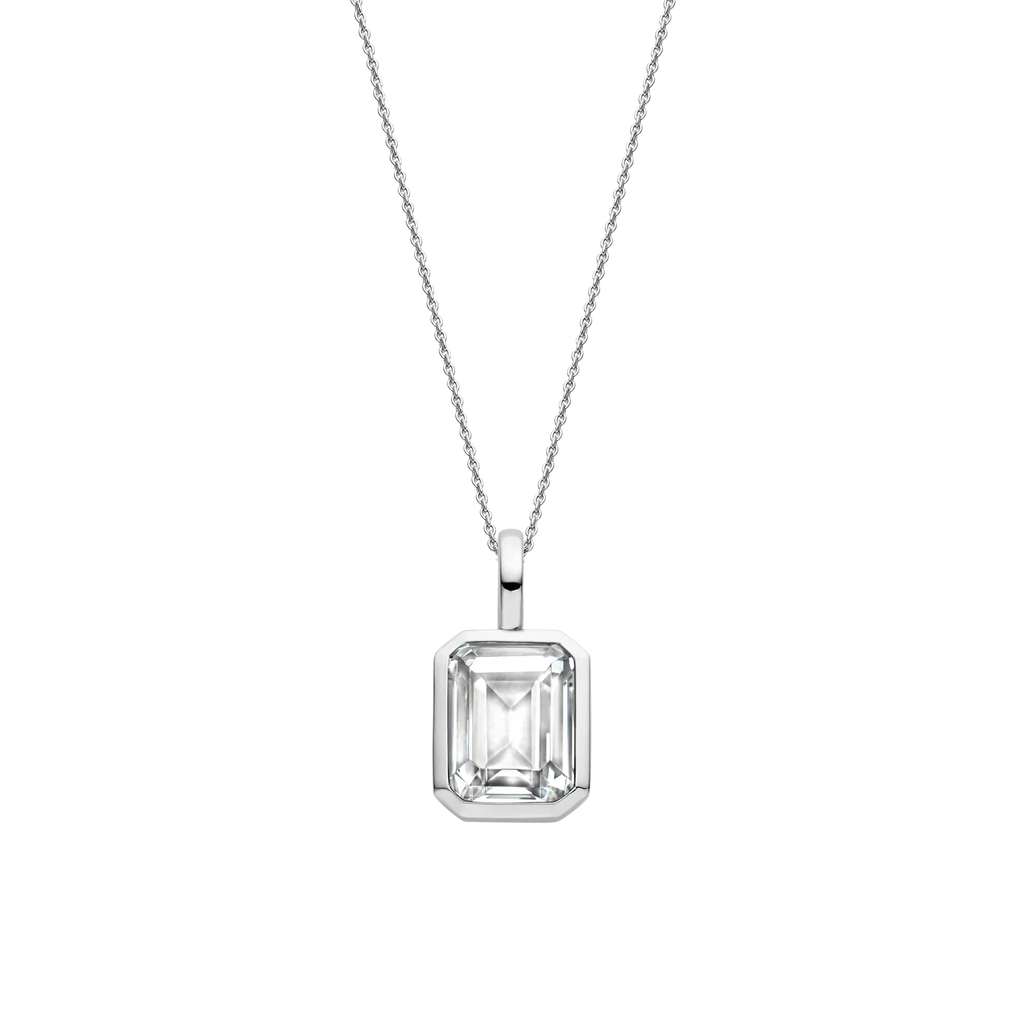 Colgante de plata con acabado platinado y zirconia blanca